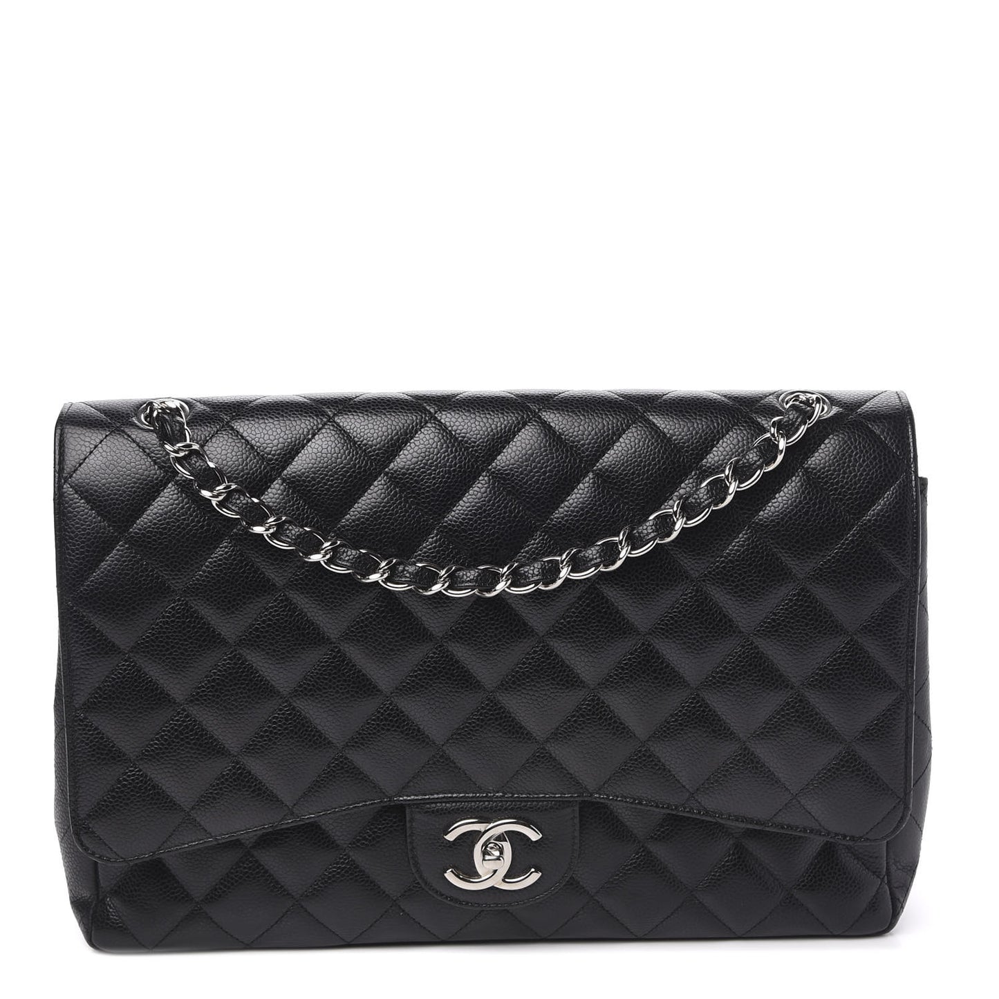 Caviar Quilted Maxi Double Flap Black