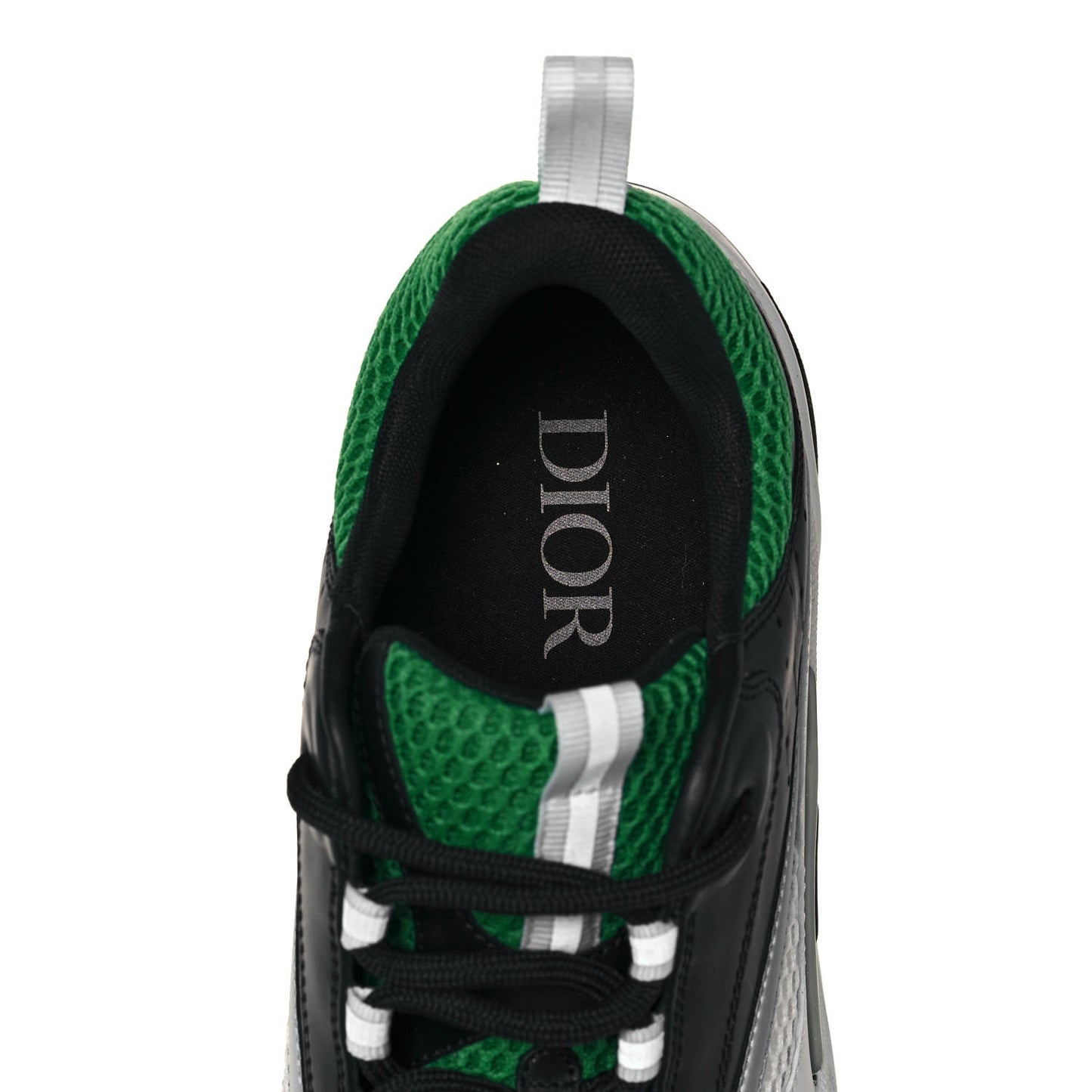 Technical Mesh Calfskin Mens B22 Sneakers 44 White Black Green