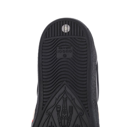 Gucci Calfskin Stripe Mens New Ace Sneakers 10 Black Ecru Red Flame 14 of 15