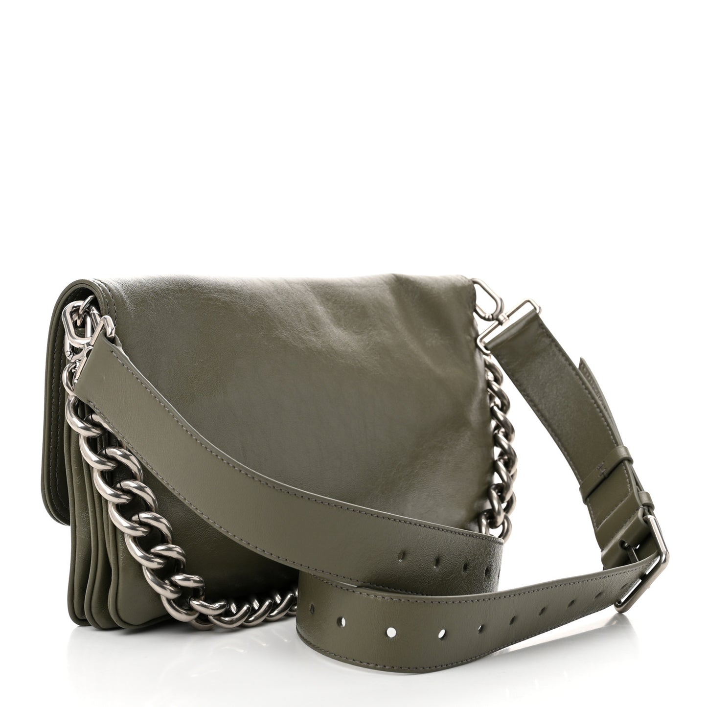 Calfskin Medium BB Soft Flap Bag Army Green
