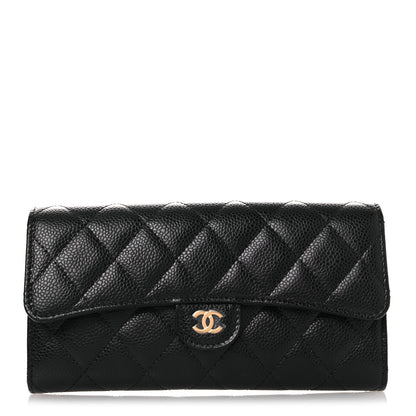 Chanel Caviar Quilted Large Gusset Flap Wallet Black 1 of 20