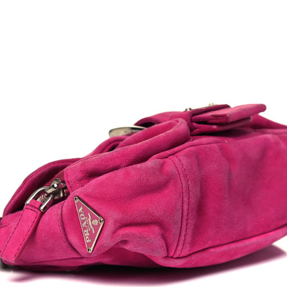 Prada Scamosciato Suede Shoulder Bag Fuxia 8 of 11