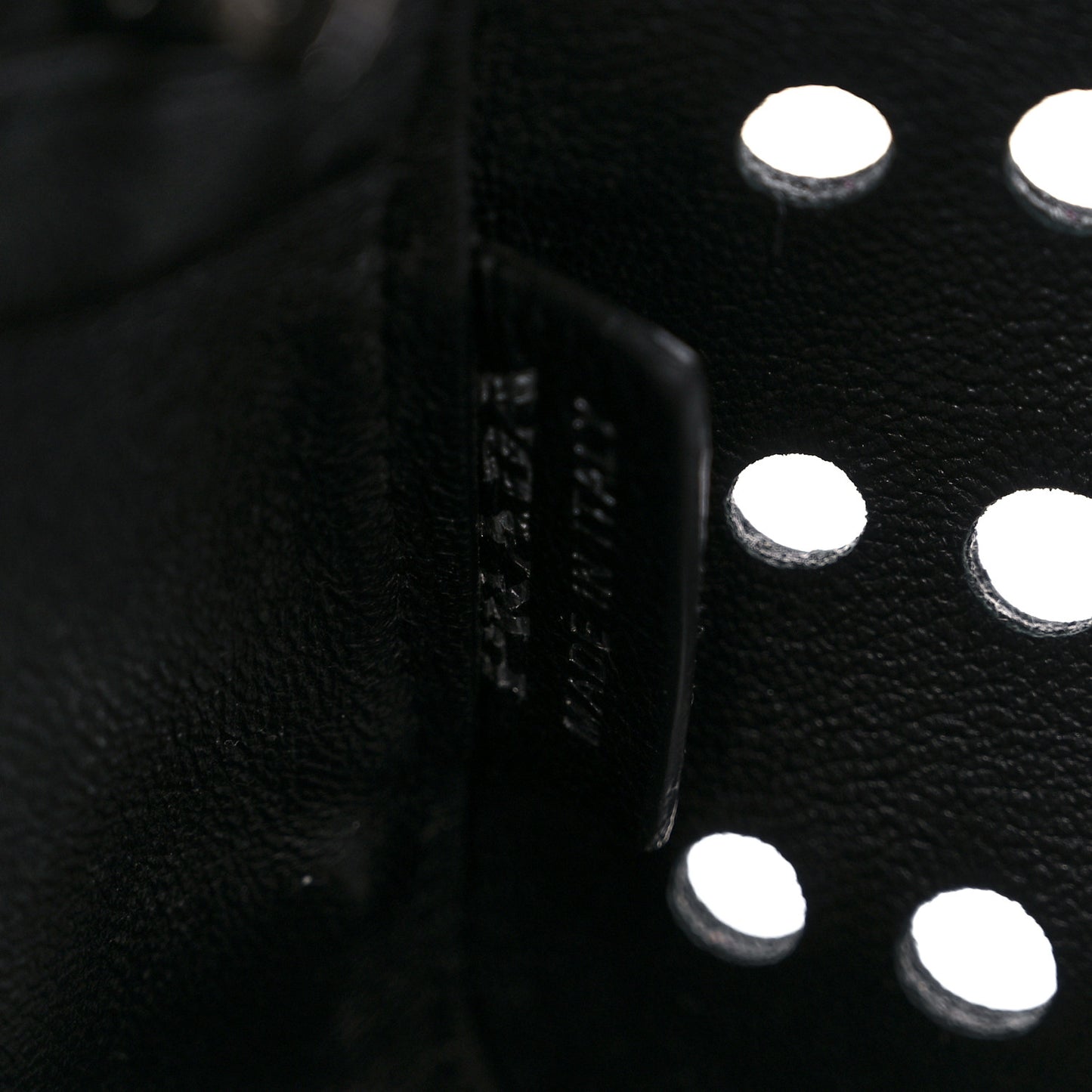 City Calfskin Perforated Chain Shoulder Bag Black Lacca