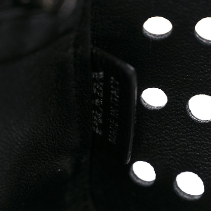 Prada City Calfskin Perforated Chain Shoulder Bag Black Lacca 8 of 12