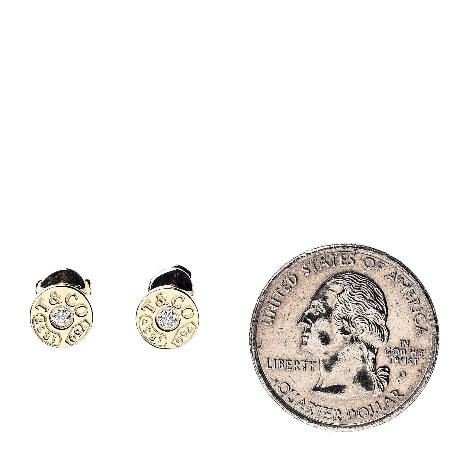 Tiffany 18K Yellow Gold Diamond 1837 Circle Earrings 2 of 4