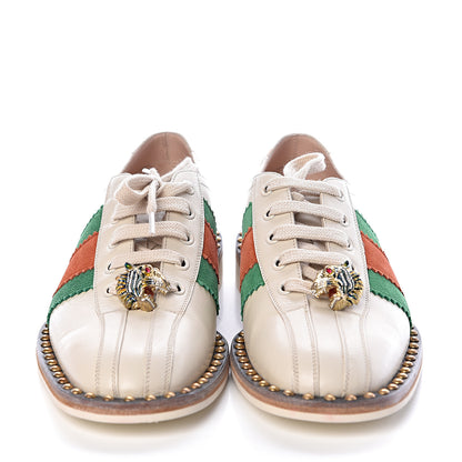 Gucci Calfskin Web Womens Lace-Up Bowling Shoe 38.5 White 2 of 7