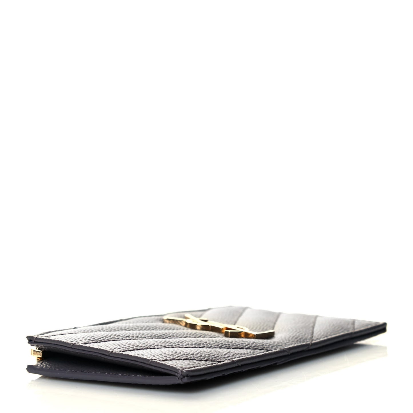 Grain De Poudre Matelasse Chevron Monogram Fragments Zippered Card Case Fog