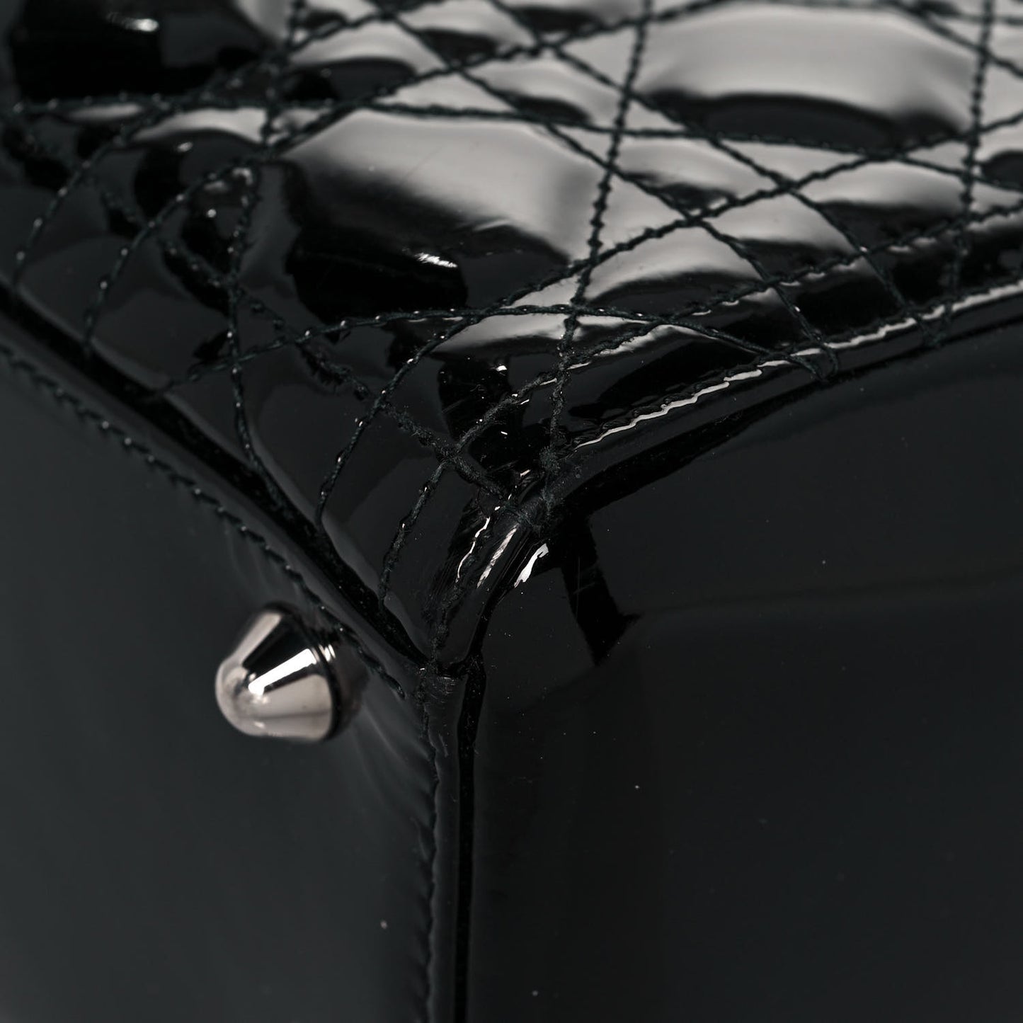 Patent Cannage Large Lady Dior Black