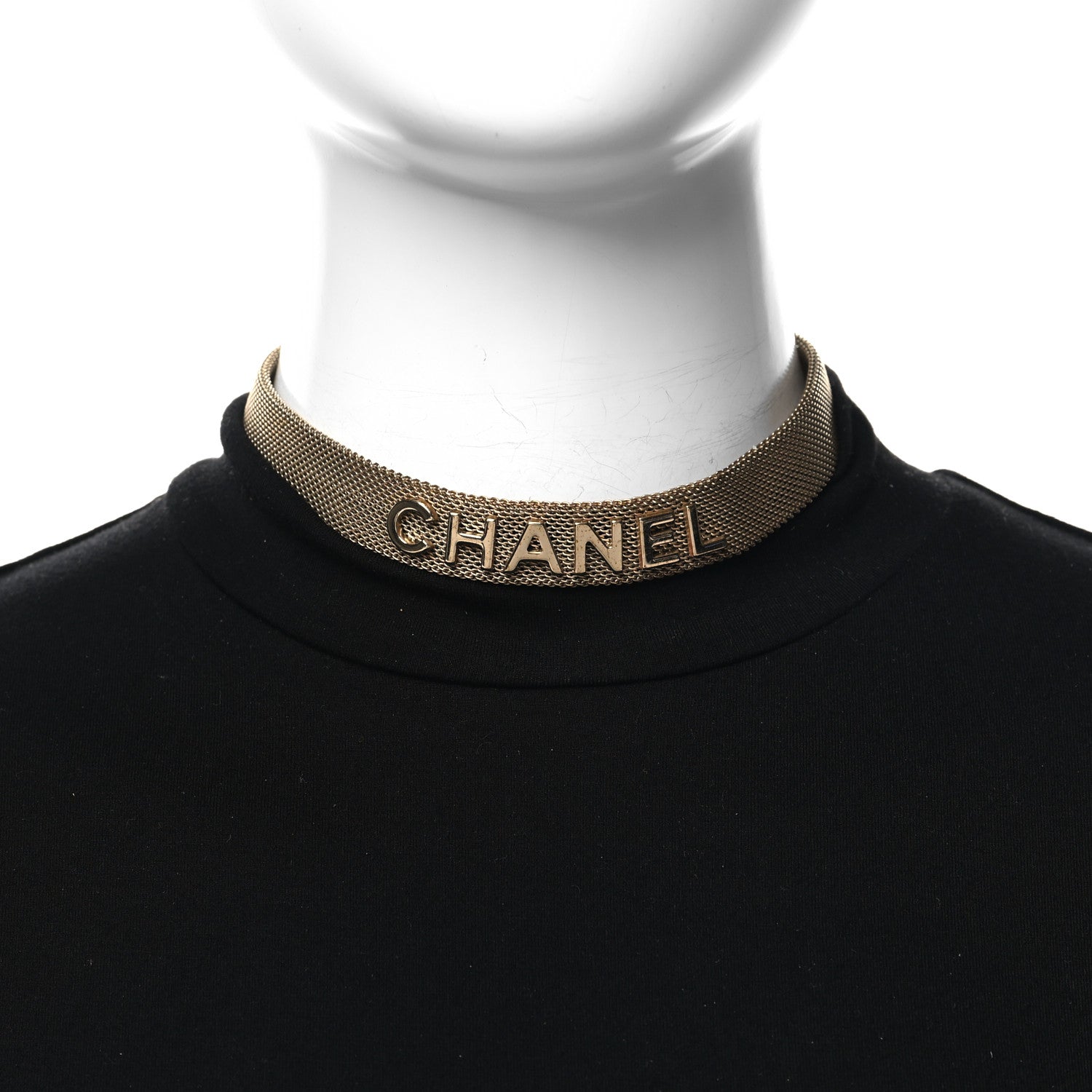 Chanel Mesh Ribbon Choker Necklace Gold 2 of 4