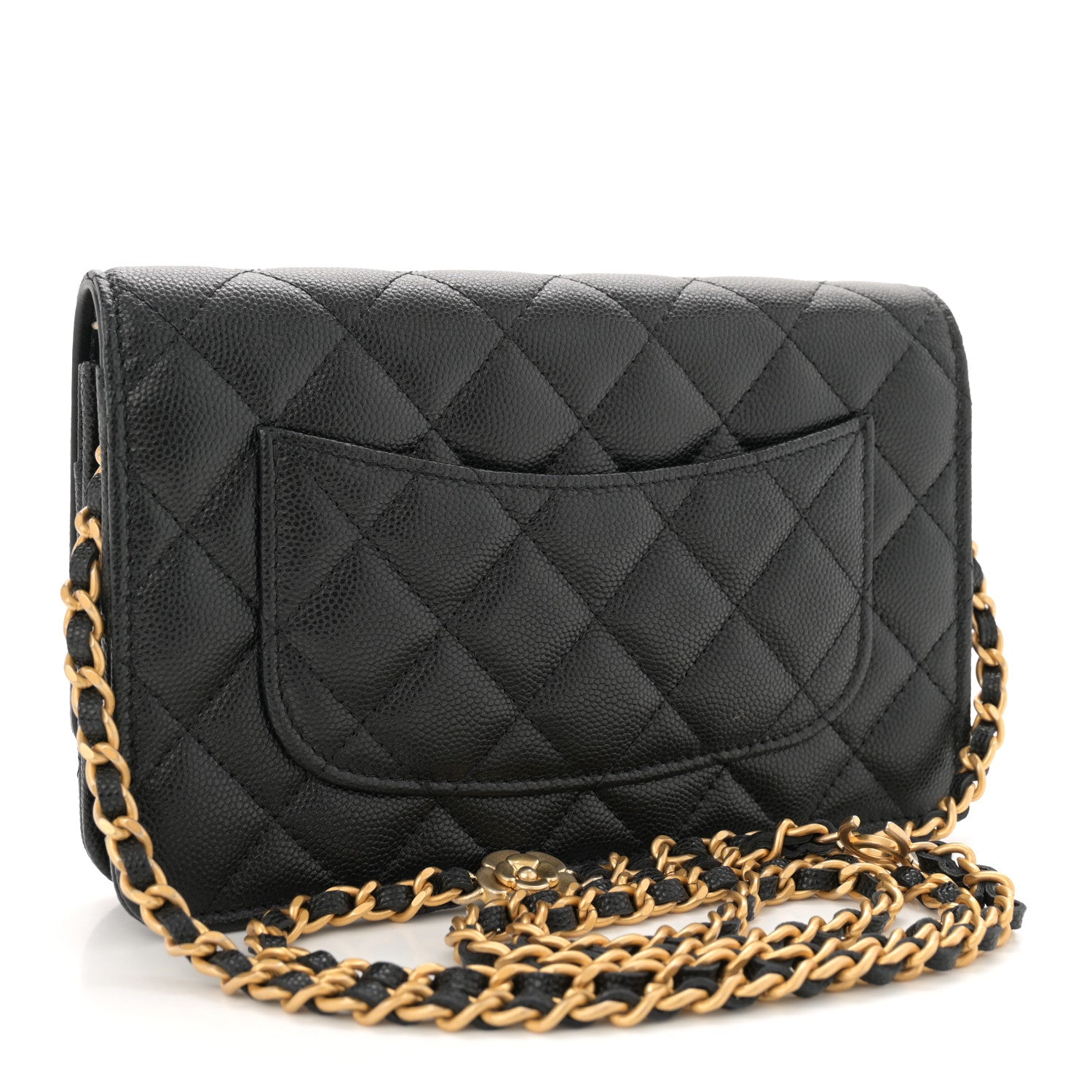 Chanel Caviar Quilted Camellia Wallet On Chain WOC Black 3 of 11