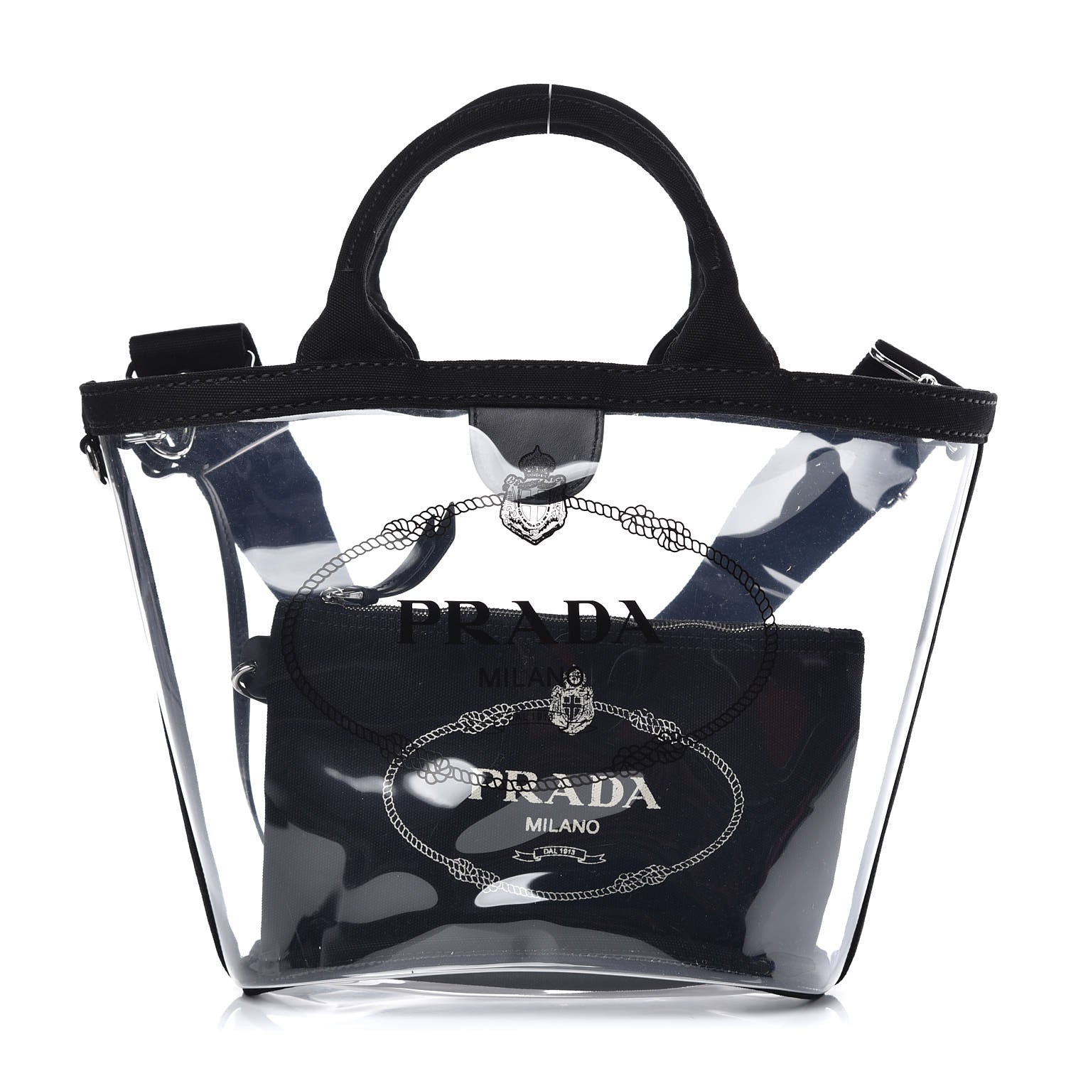 Prada Plexiglass Canapa Small Shopper Tote Black 3 of 7