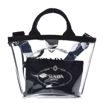 Prada Plexiglass Canapa Small Shopper Tote Black 3 of 7