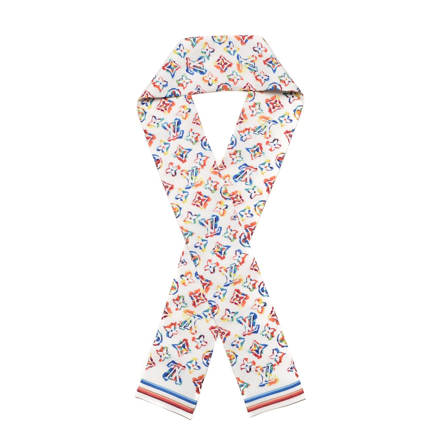 Silk Monogram Rainbow Bandeau White