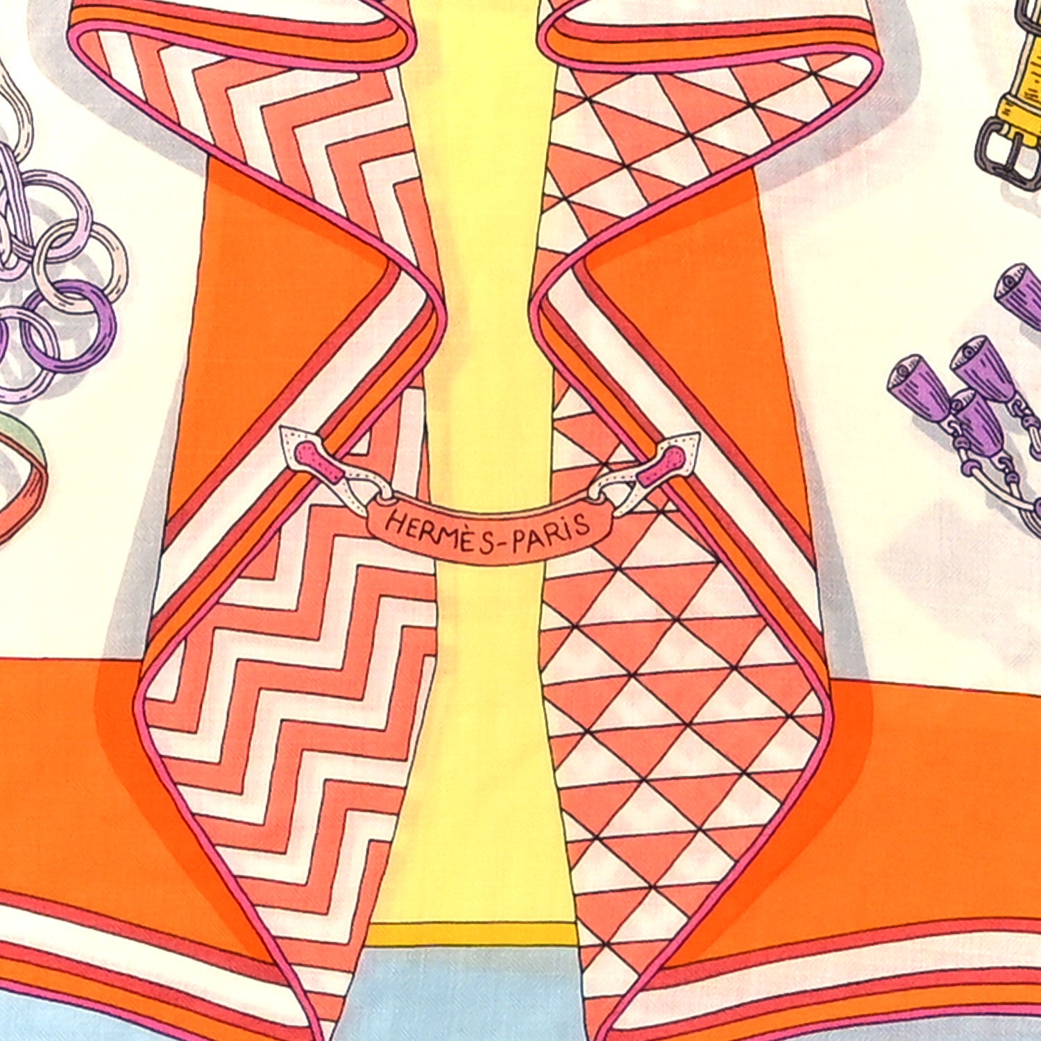 Hermes Cashmere Silk Bouquets Sellier Triangle Scarf White Orange 3 of 5