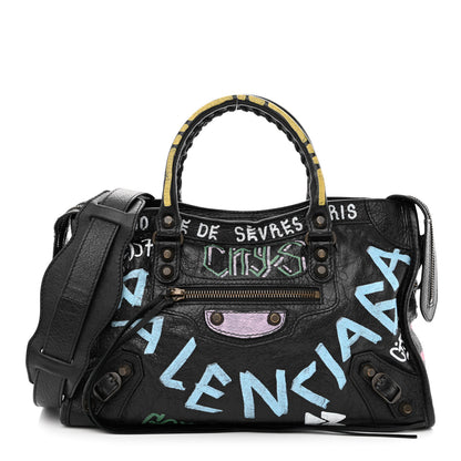 Balenciaga Agneau Graffiti All Over Classic Hardware S City Black Multicolor 1 of 12