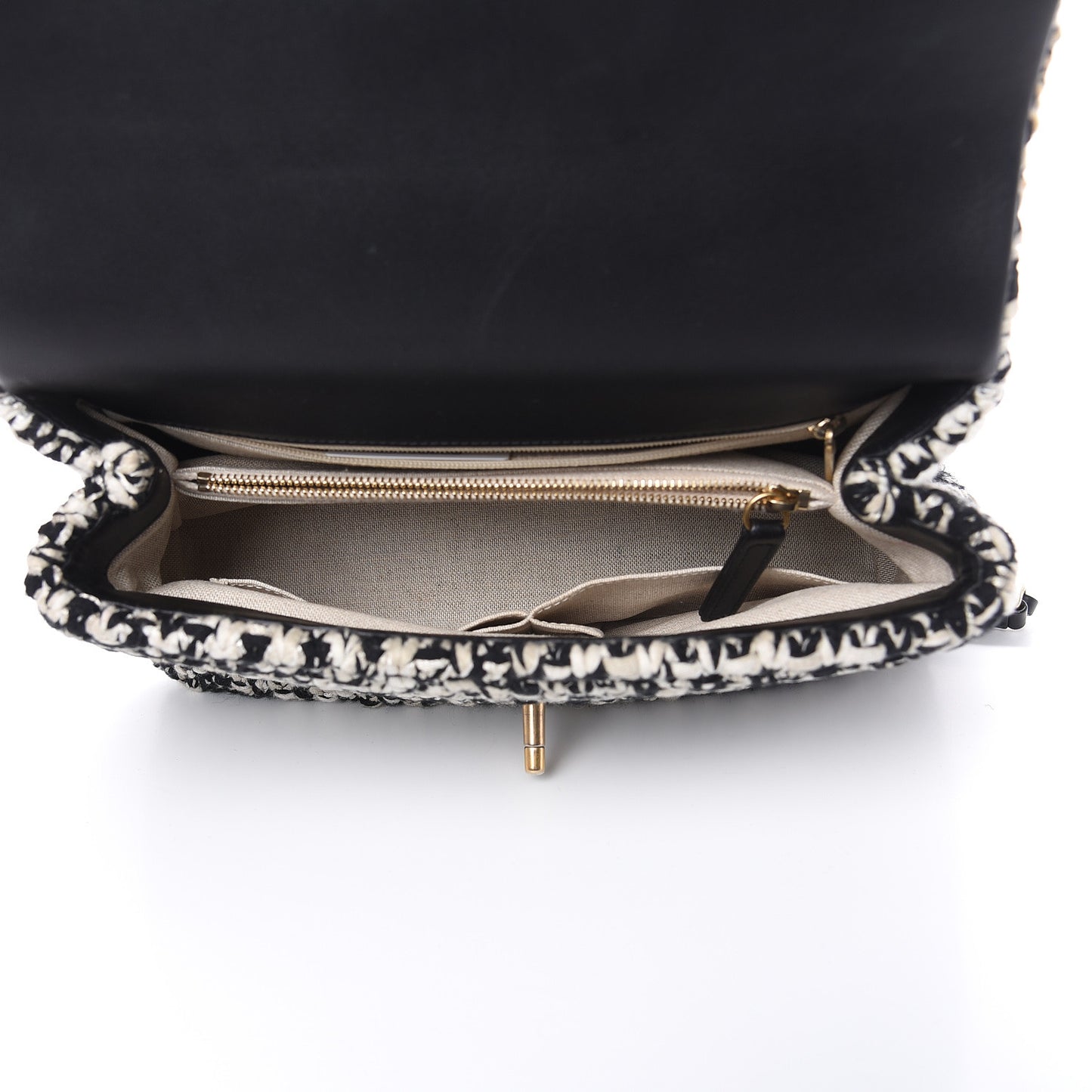Crochet Small Coco Handle Flap Black Beige