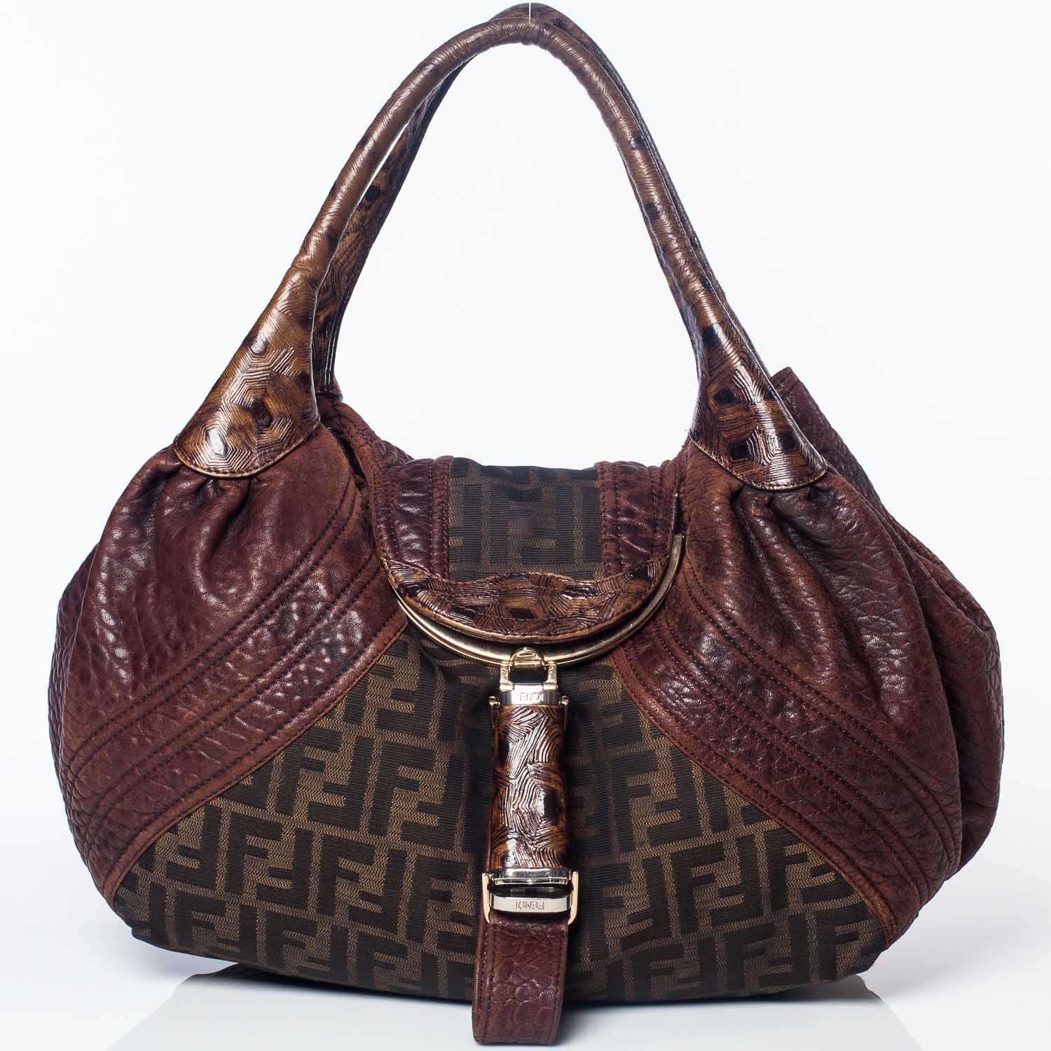 Fendi Zucca Nappa Nuvolata Vitello Tortuga Spy Tobacco Moro 1 of 11