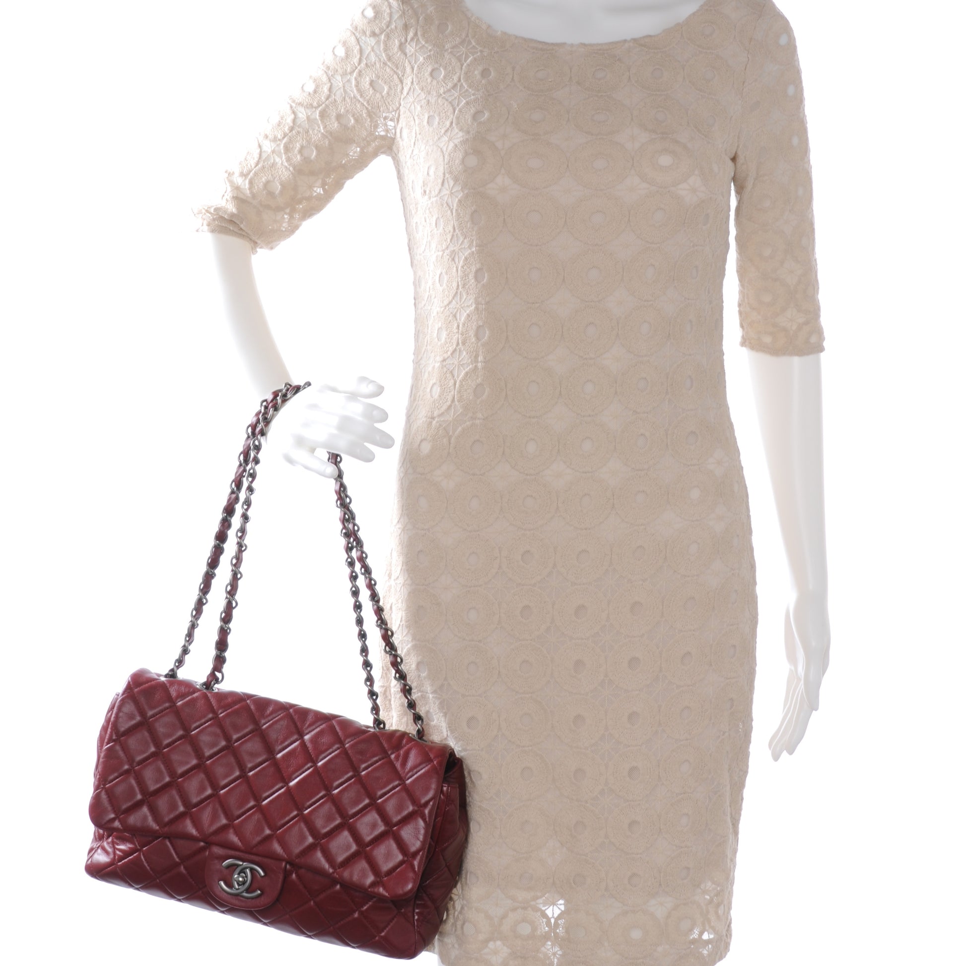 Chanel Lambskin Jumbo Single Flap Dark Red 2 of 9
