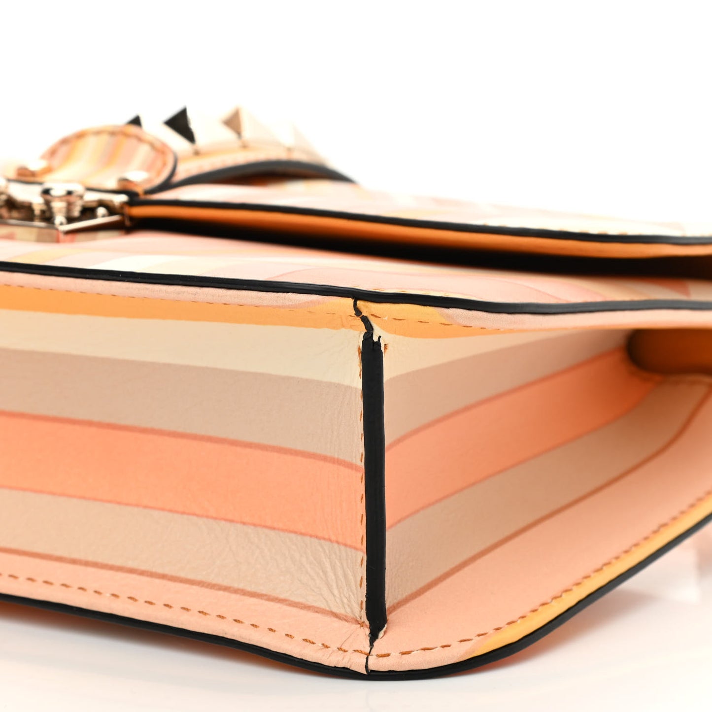 Vitello Native Couture 1975 Medium Glam Lock Rockstud Flap Mandarin Sorbet