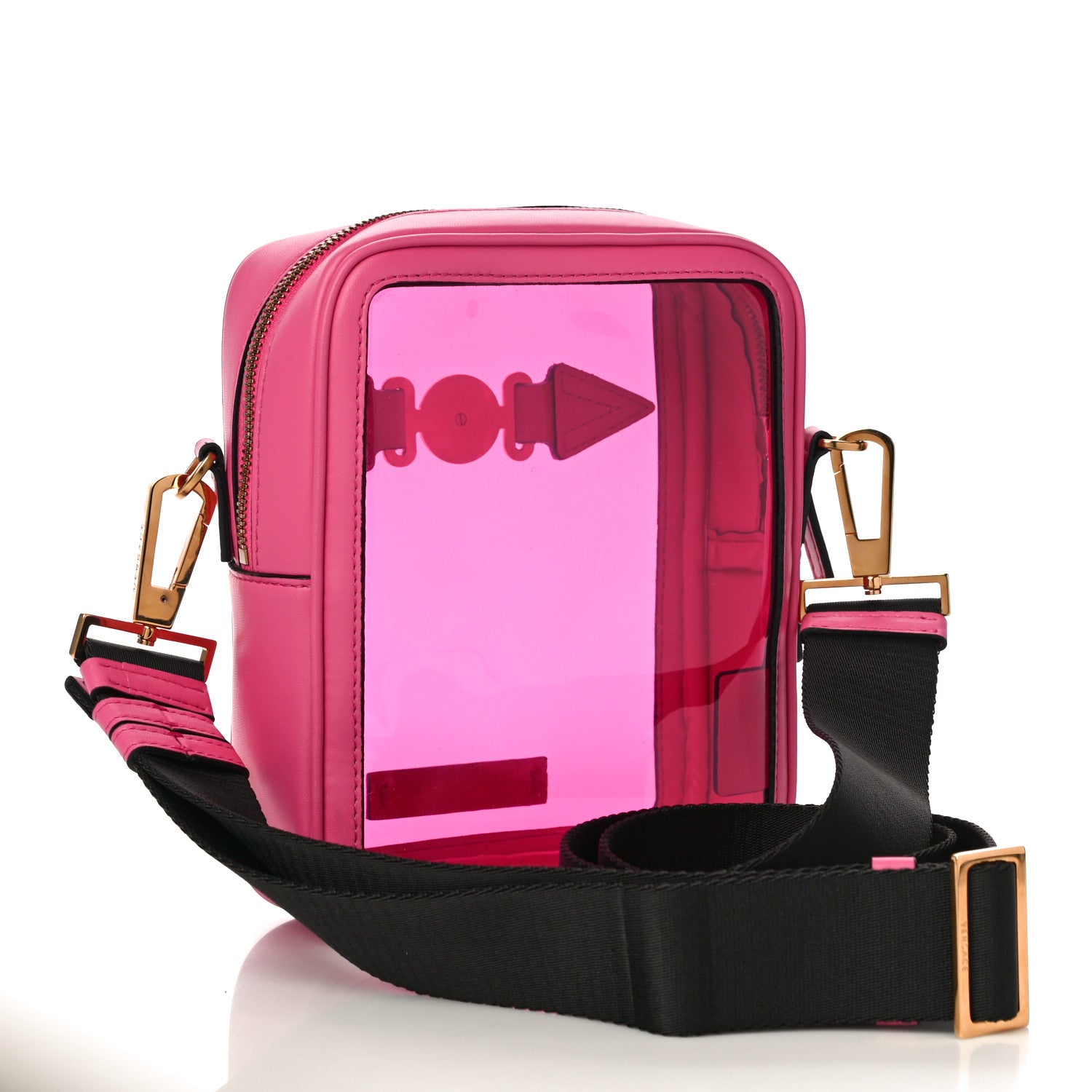 Versace PVC Rubber Medusa Biggie Pouch Bag Fuchsia 3 of 9