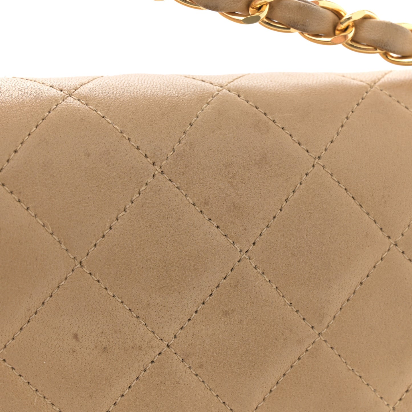 Lambskin Quilted Small Double Flap Beige