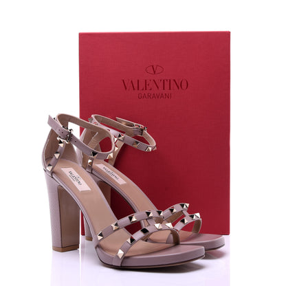Valentino Garavani Calfskin Rockstud Cross Strap 05/105mm Sandals 41 Poudre 9 of 9