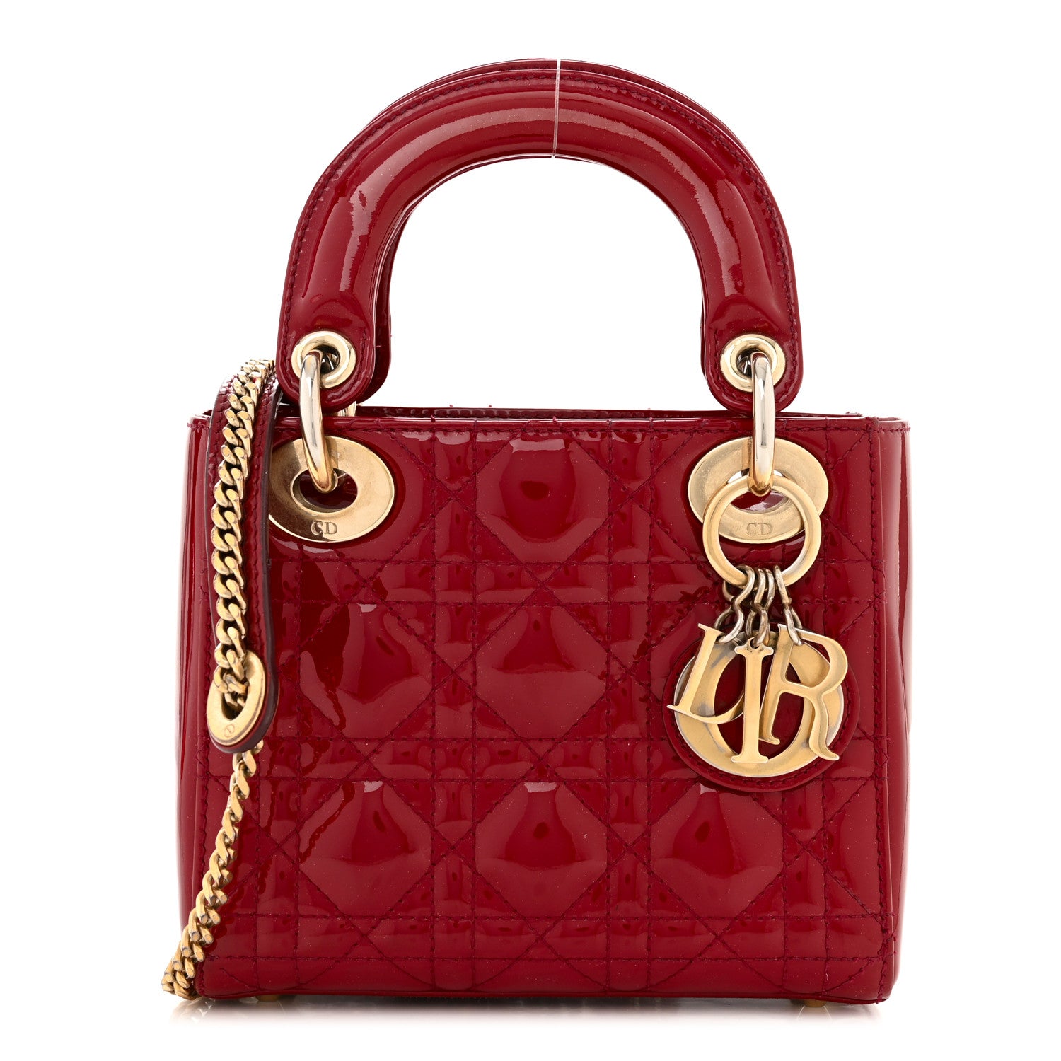 Christian Dior Patent Cannage Mini Lady Dior Red 1 of 10