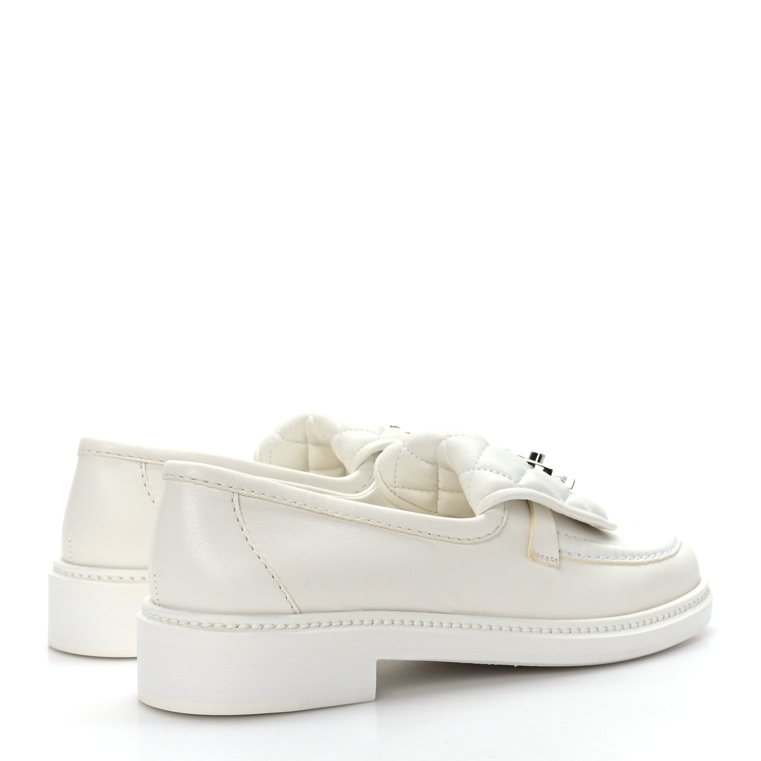 Chanel Lambskin Quilted CC Turnlock Loafers 37 White 4 of 8