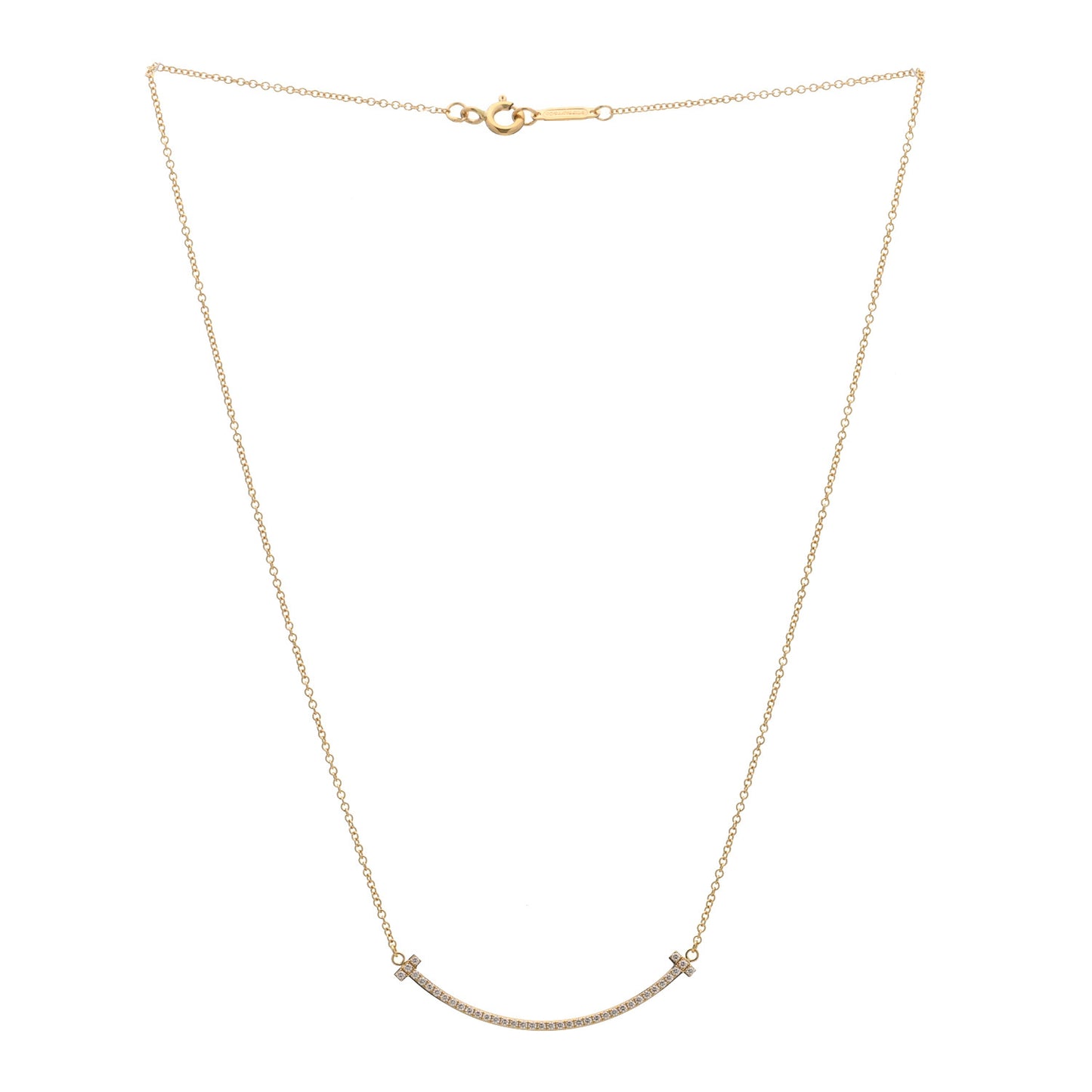 18K Rose Gold Diamond Small T Smile Pendant Necklace