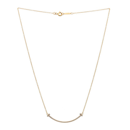 Tiffany 18K Rose Gold Diamond Small T Smile Pendant Necklace 3 of 6