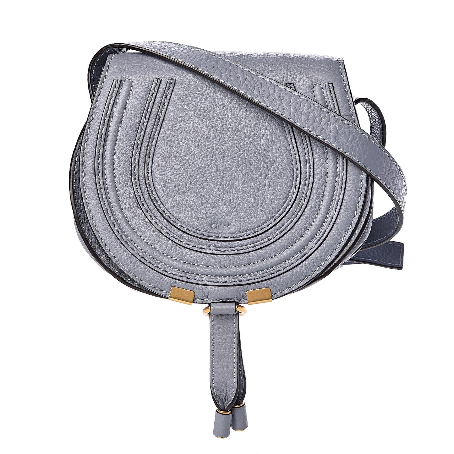 Calfskin Mini Marcie Round Crossbody Bag Washed Blue