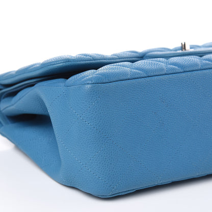 Chanel Iridescent Caviar Quilted Jumbo Double Flap Blue 11 of 13