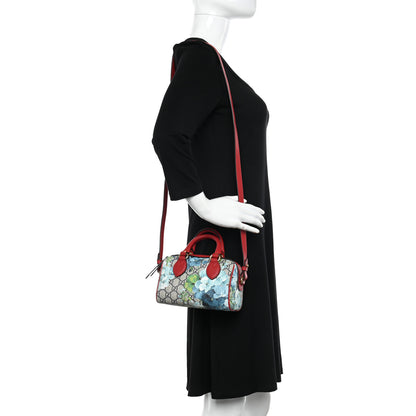 Gucci GG Supreme Monogram Blooms Mini Boston Navy Blue Hibiscus 2 of 11