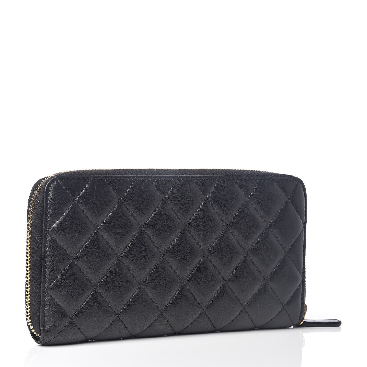 Chanel Lambskin Quilted Large Gusset Zip Around Wallet Black 3 of 11