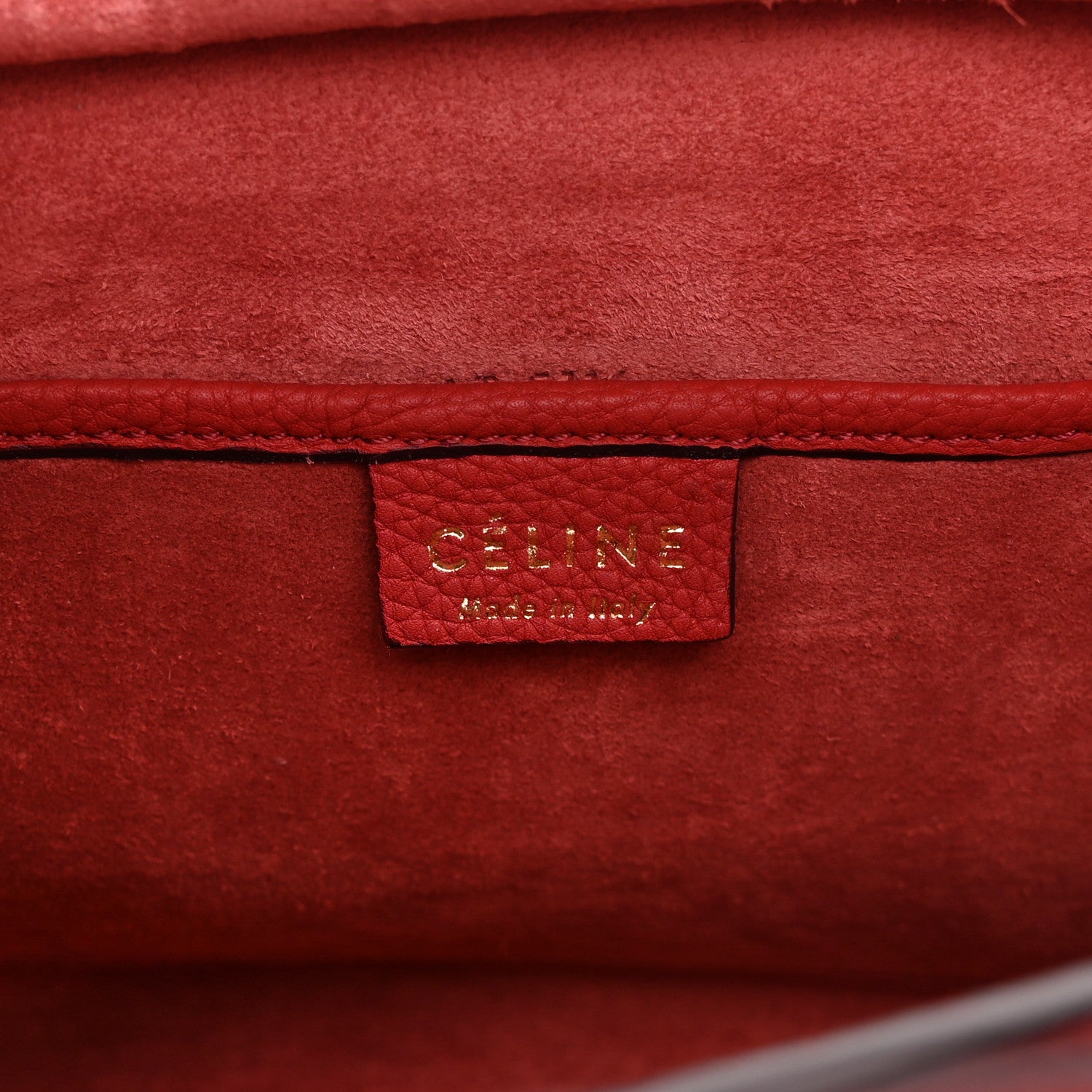 Celine Drummed Calfskin Nano Luggage Red 6 of 10