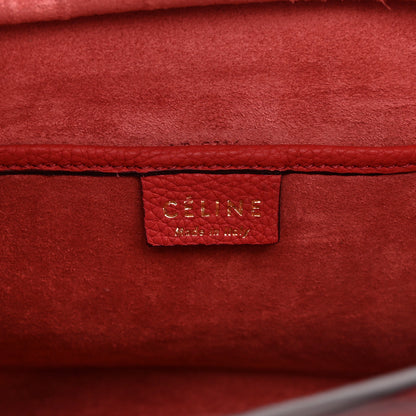 Celine Drummed Calfskin Nano Luggage Red 6 of 10