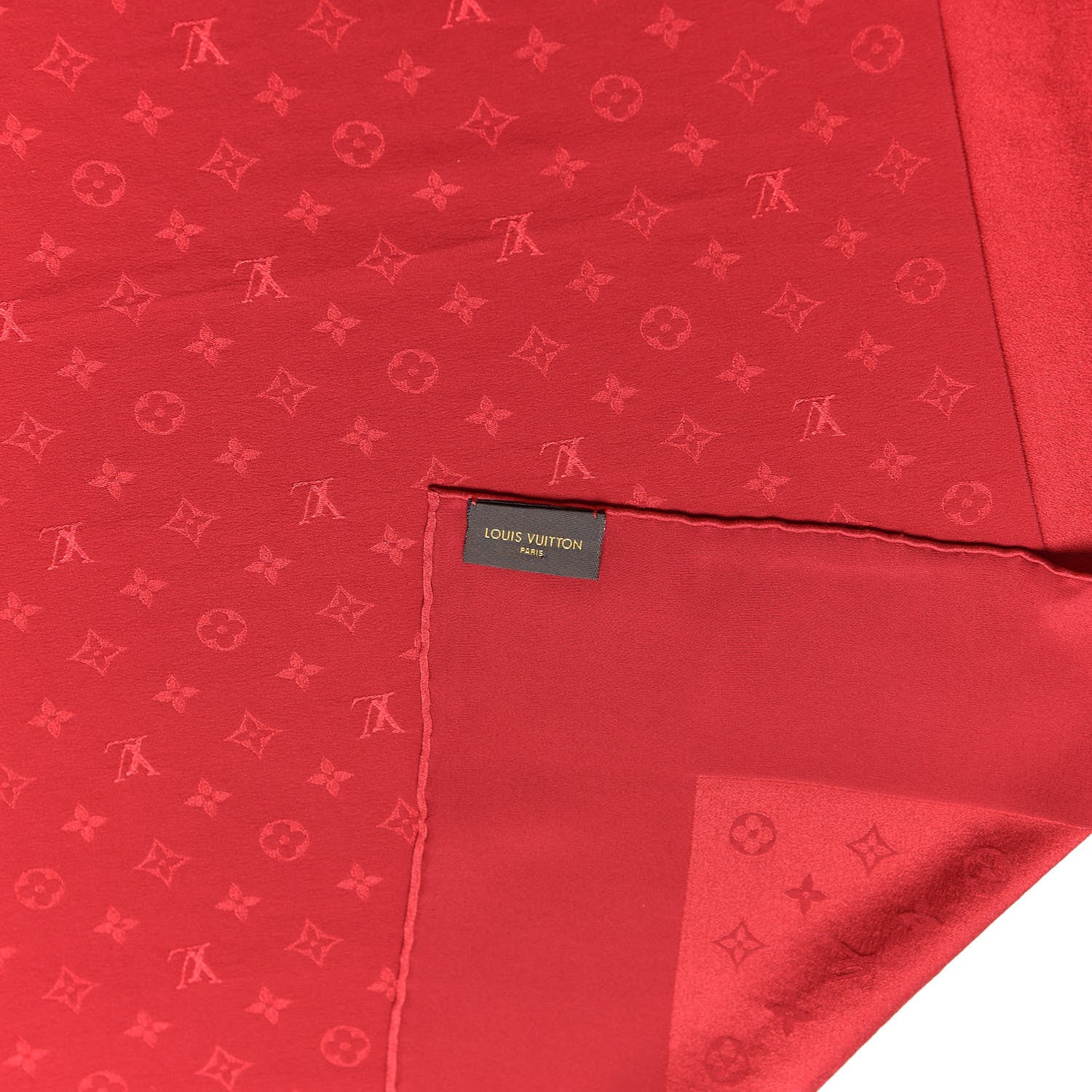 Louis Vuitton Silk Monogram Monaco Square Scarf Red 5 of 5