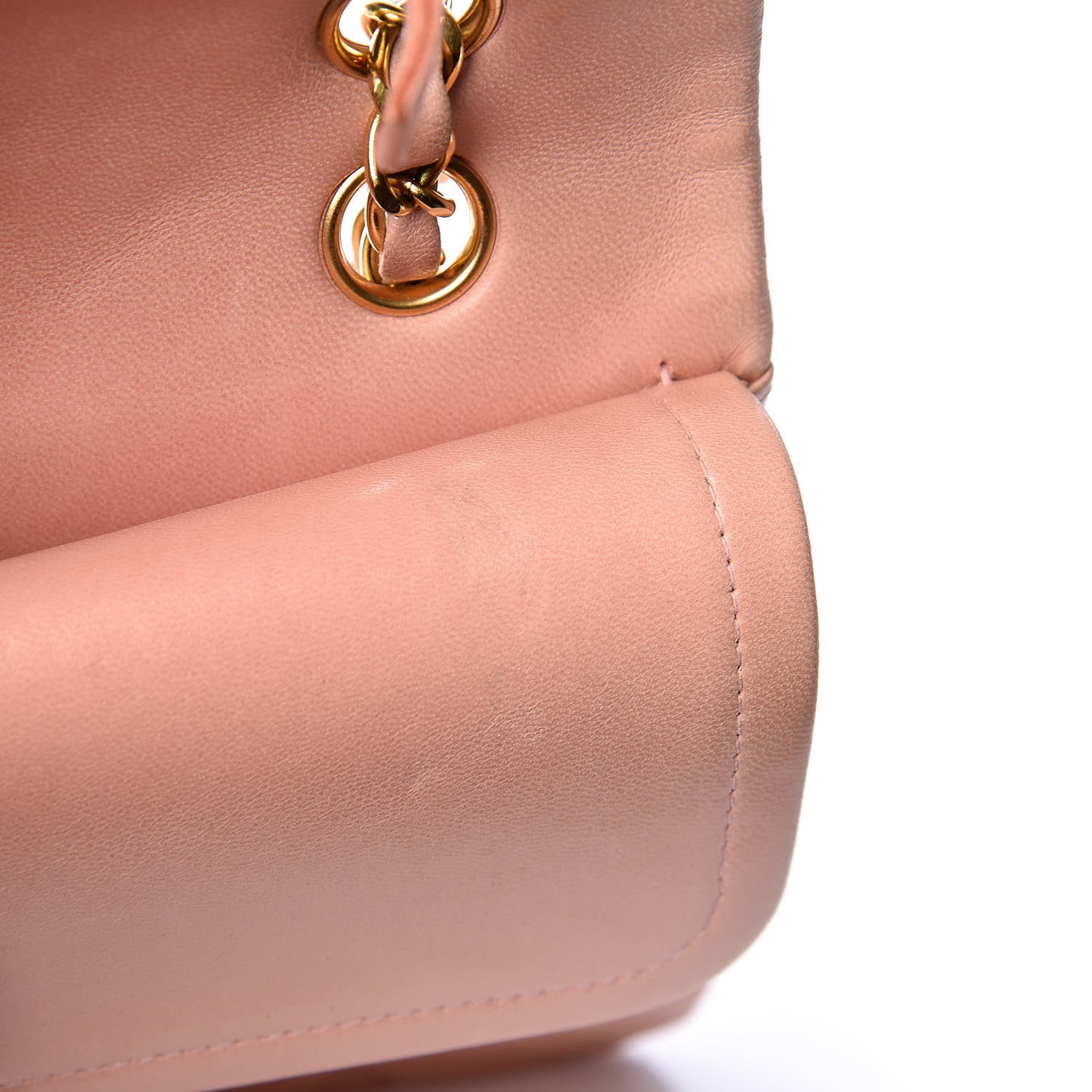 Lambskin Quilted Medium Double Flap Light Pink