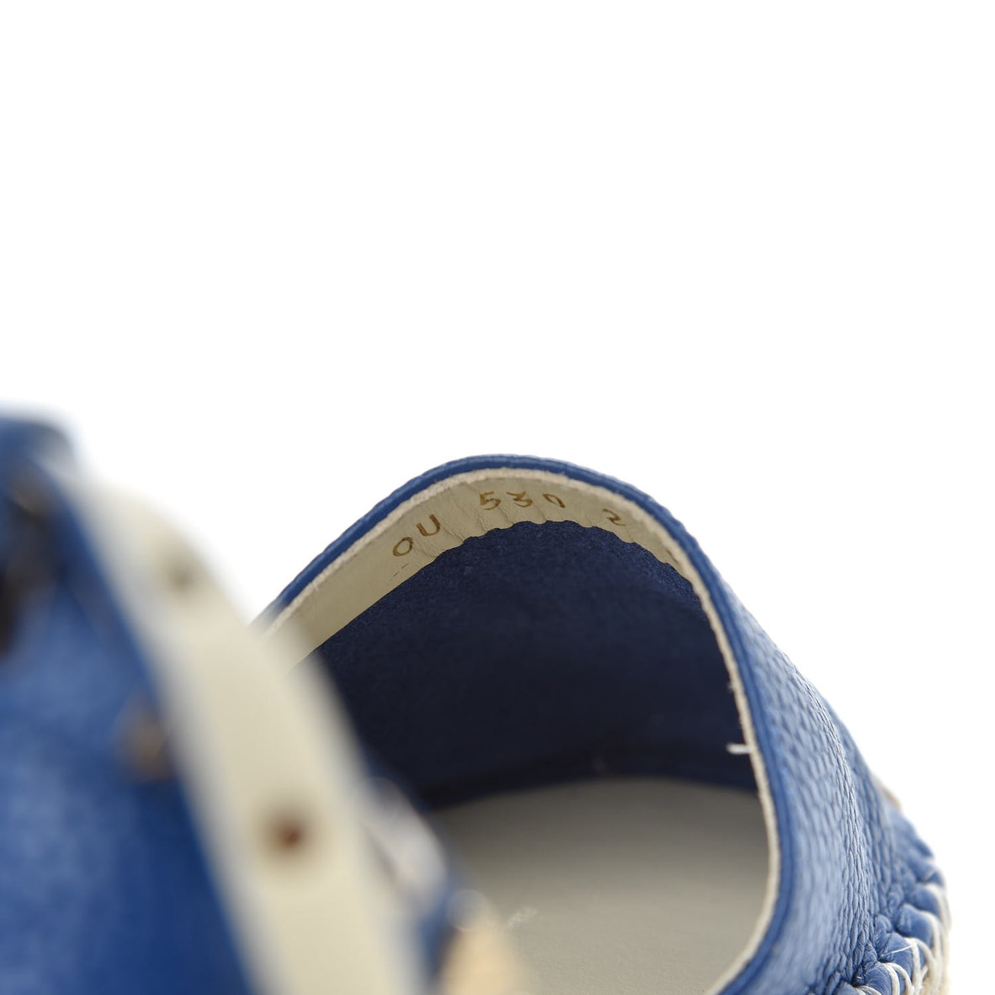 Grained Calfskin Rockstud Ankle Wrap Espadrille 20mm Flats 35 Blu Delft
