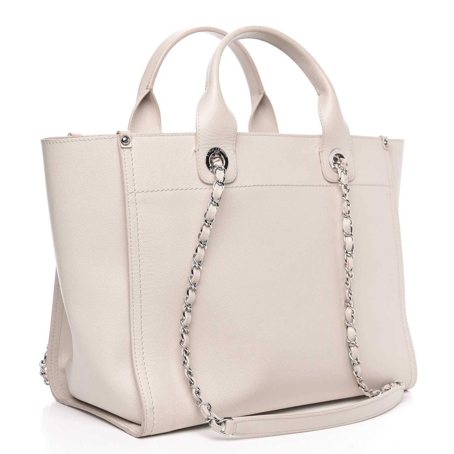 Caviar Small Studded Deauville Tote Ivory
