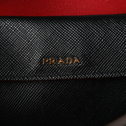 Prada Saffiano Cuir Medium Double Bag Black Fuoco 7 of 12
