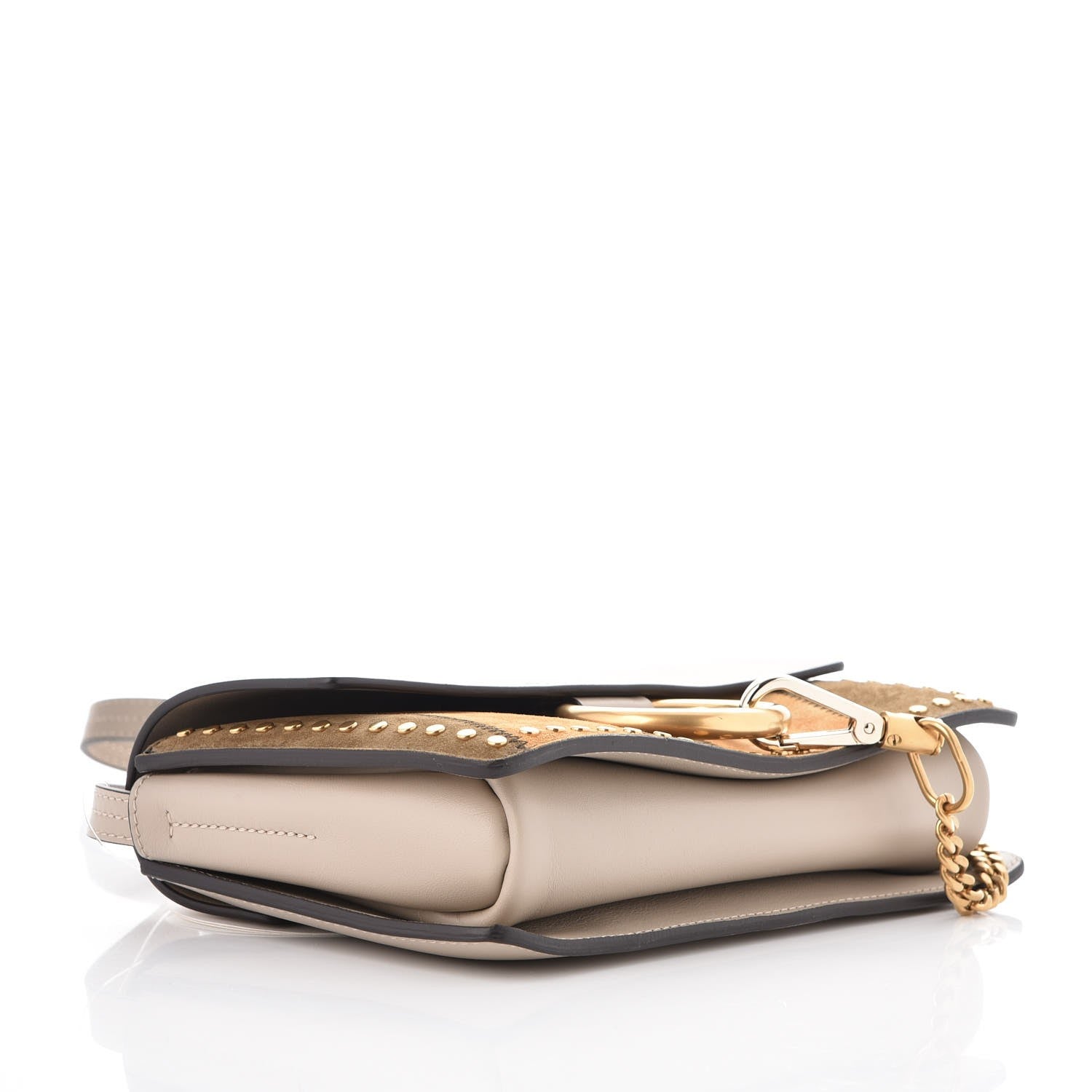 Chloe Suede Calfskin Studded Small Faye Shoulder Bag Pastel Grey 4 of 7