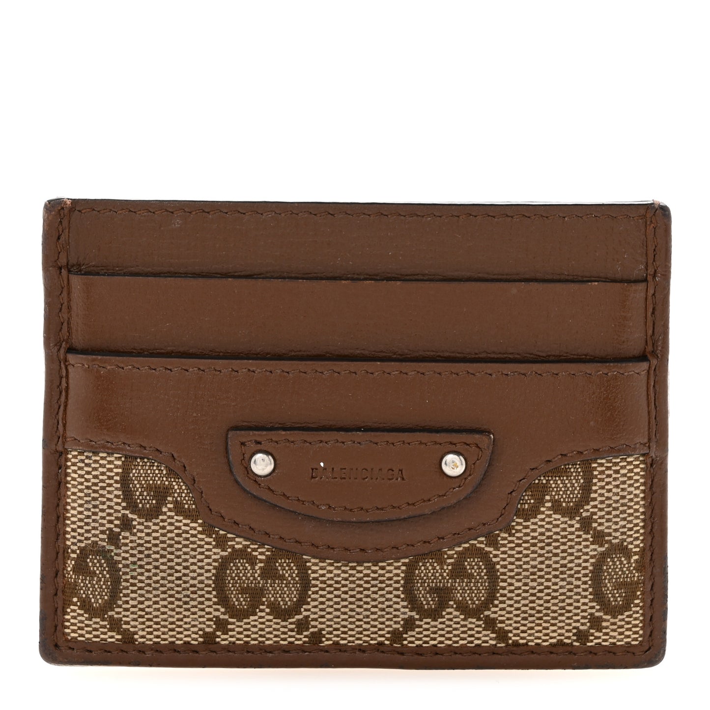 X GUCCI GG Monogram Azalea Calfskin Neo Classic Card Holder Beige Ebony Brown Sugar