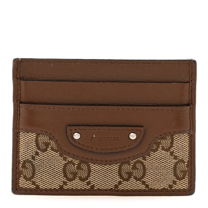 Balenciaga X GUCCI GG Monogram Azalea Calfskin Neo Classic Card Holder Beige Ebony Brown Sugar 1 of 11