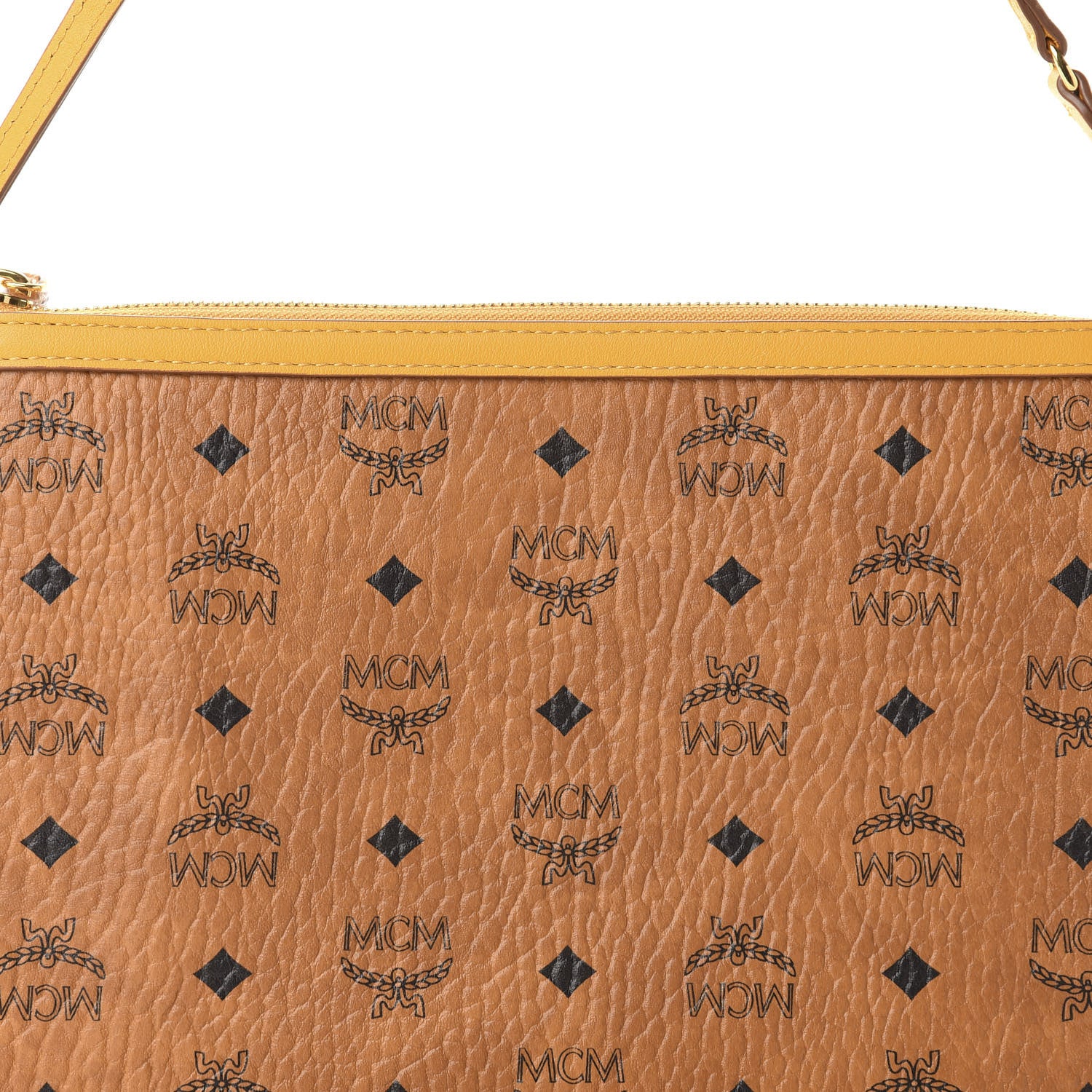 MCM Visetos Liz Shopper Tote Pouch Cognac Yellow 10 of 10