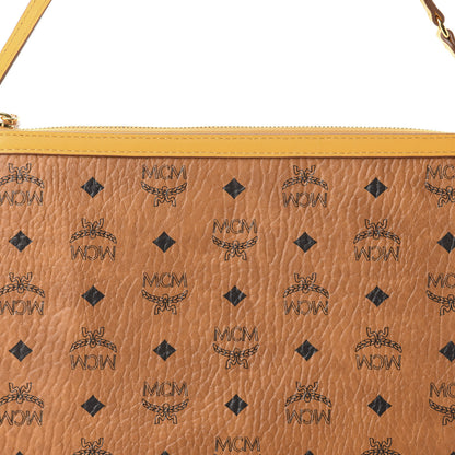 MCM Visetos Liz Shopper Tote Pouch Cognac Yellow 10 of 10