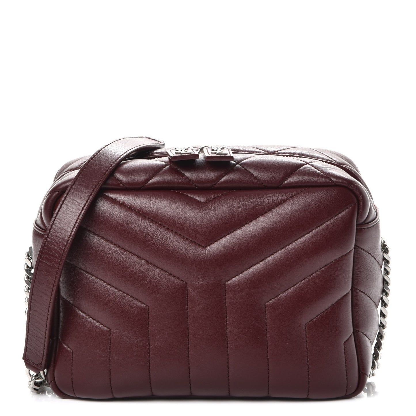 Calfskin Y Quilted Monogram Small Loulou Bowling Bag Burgundy