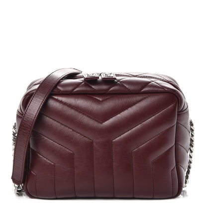 Saint Laurent Calfskin Y Quilted Monogram Small Loulou Bowling Bag Burgundy 1 of 8