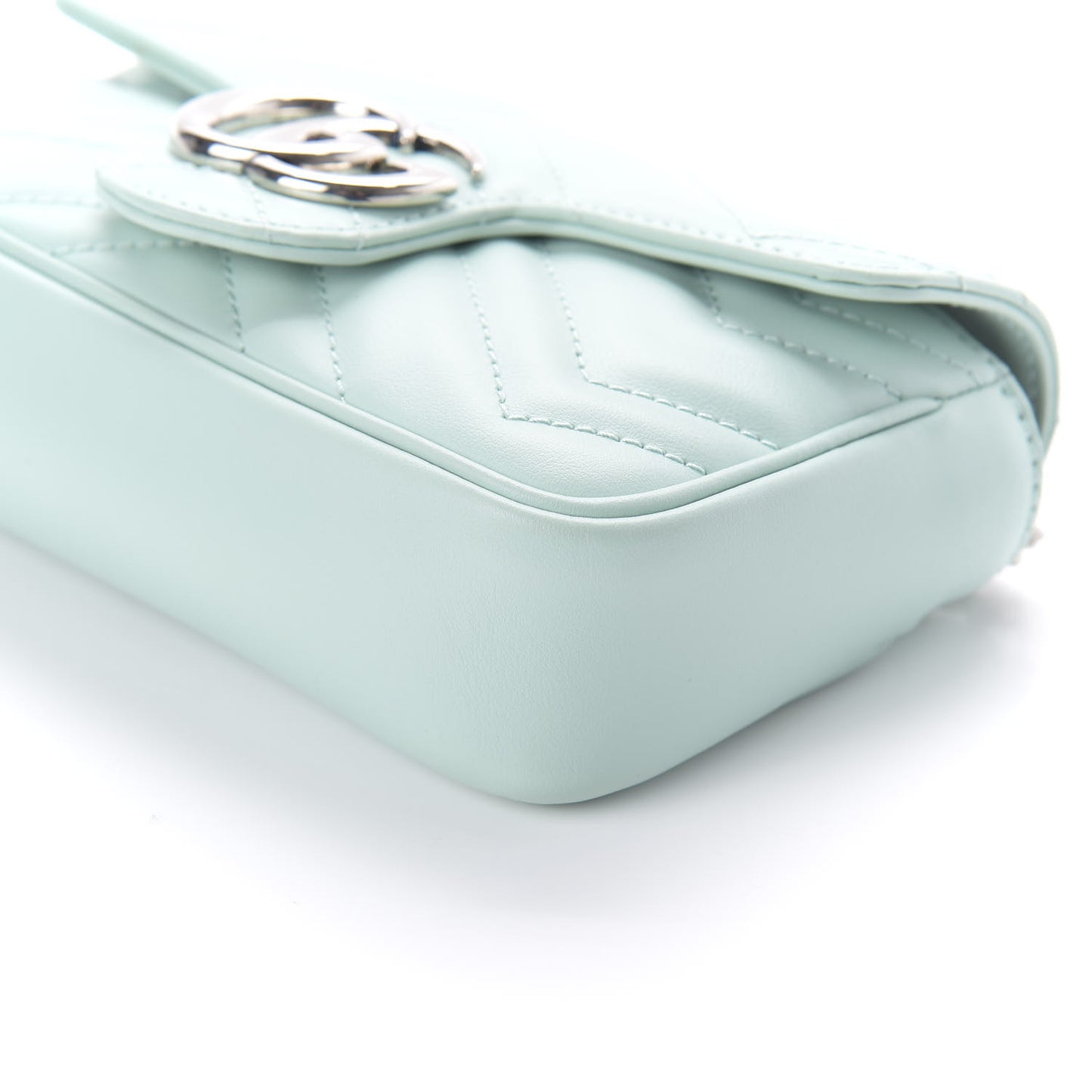 Calfskin Matelasse Super Mini GG Marmont Shoulder Bag Water Green