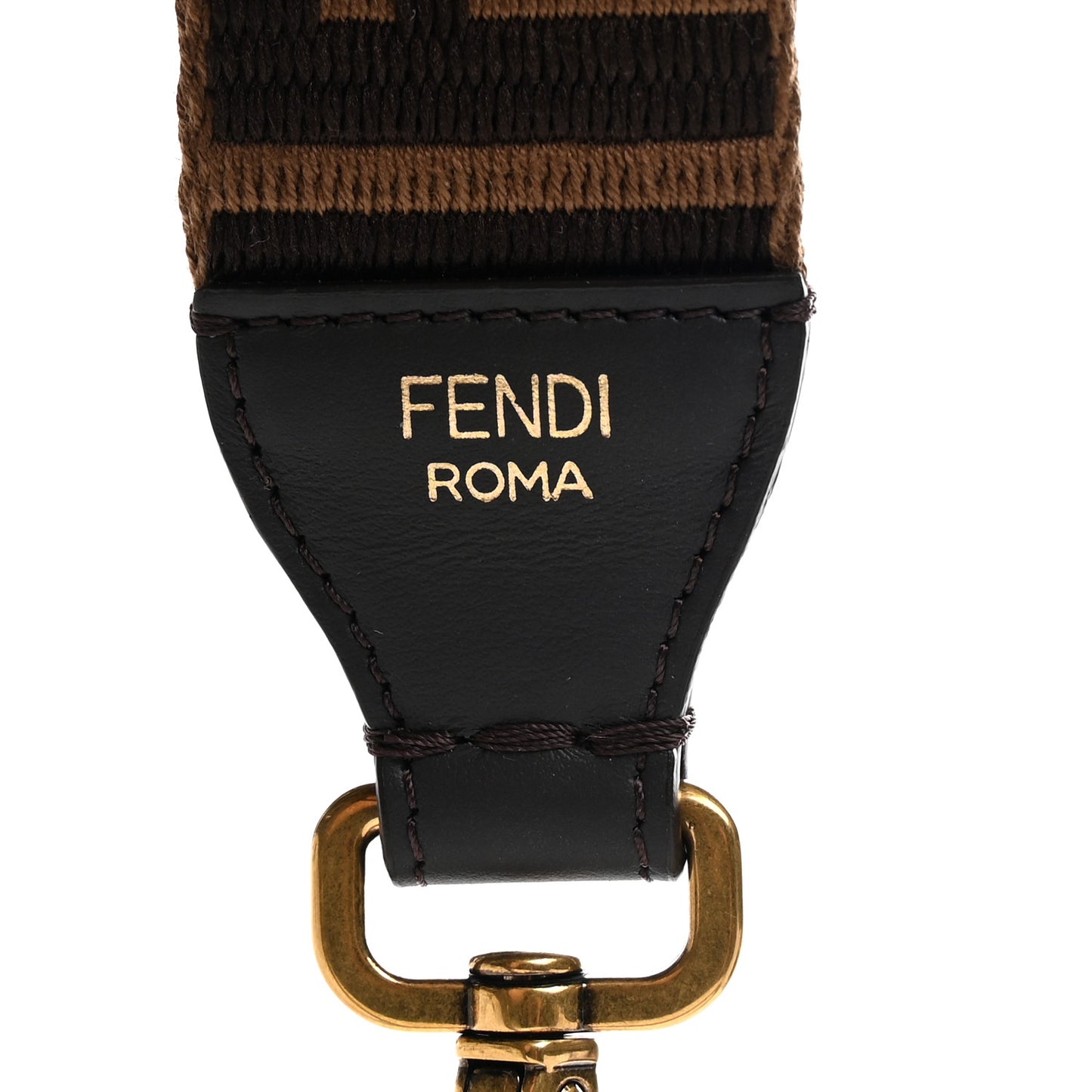Ribbon Vitello Century FF 1974 Flat Studded Strap You Fango Marrone Ebano